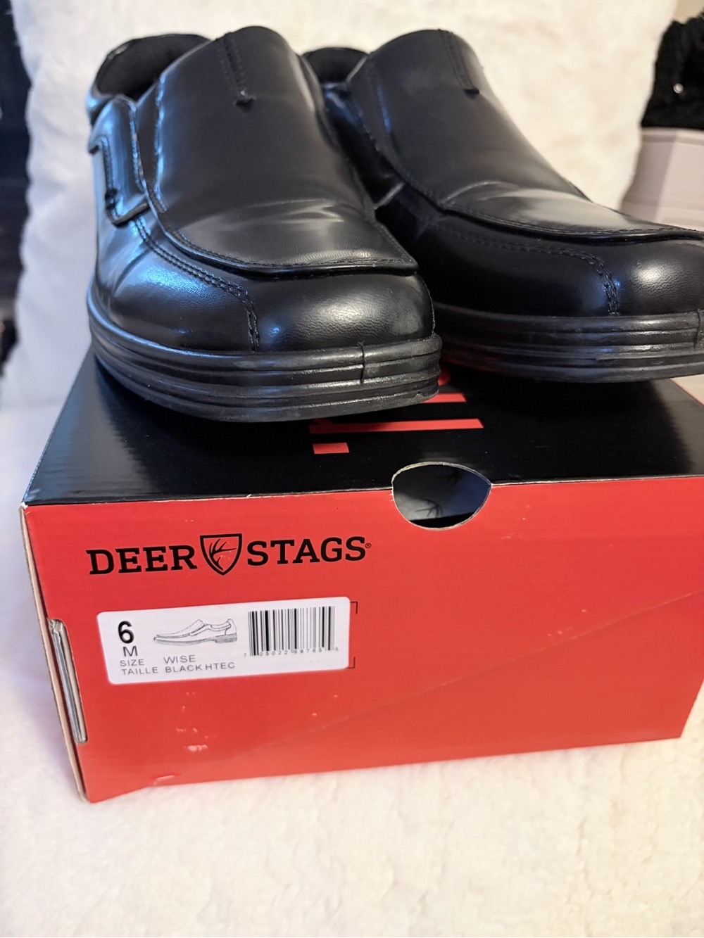 Deer Stags Black Slip-On Casual Dress Loafers